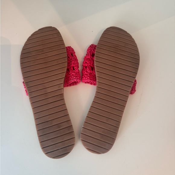 Anthropologie Hot Pink Crochet Knit Slides - Picture 5 of 5